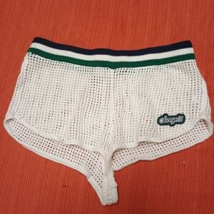 Savage X Fenty Cream Mesh Shorts with Green and Black Accents